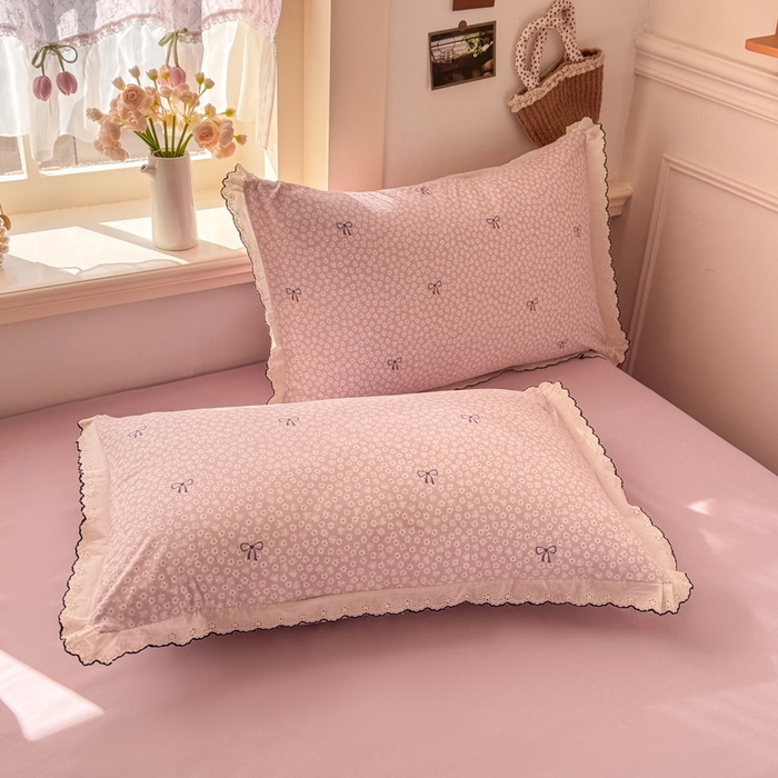 91家纺网 家纺一手货源 找家纺 梦纤绒 2026新款A类仿棉古法水洗棉法式全棉花边四件套 梦华录