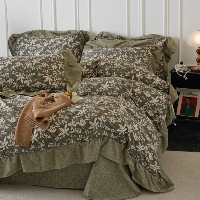 91家纺网 家纺一手货源 找家纺 （总）梦纤绒 2026新款高克重法式复古亚麻花边款四件套