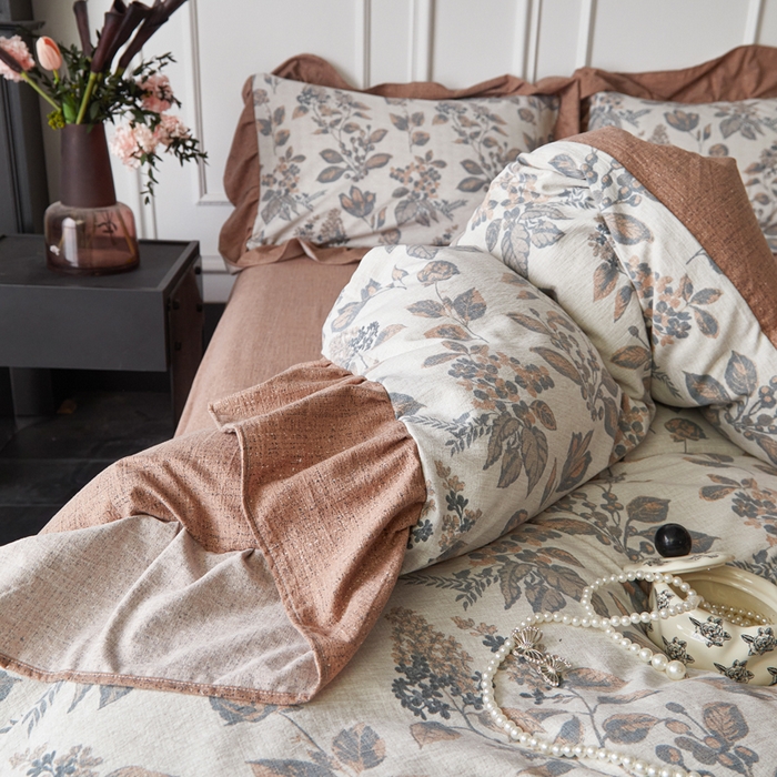 91家纺网 家纺一手货源 找家纺 （总）梦纤绒 2026新款高克重法式复古亚麻花边款四件套