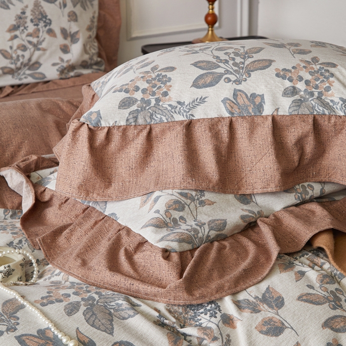 91家纺网 家纺一手货源 找家纺 （总）梦纤绒 2026新款高克重法式复古亚麻花边款四件套