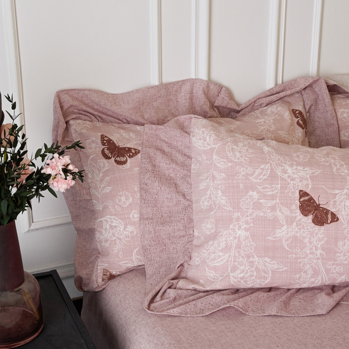 91家纺网 家纺一手货源 找家纺 梦纤绒 2026新款高克重法式复古亚麻花边款四件套 花梦