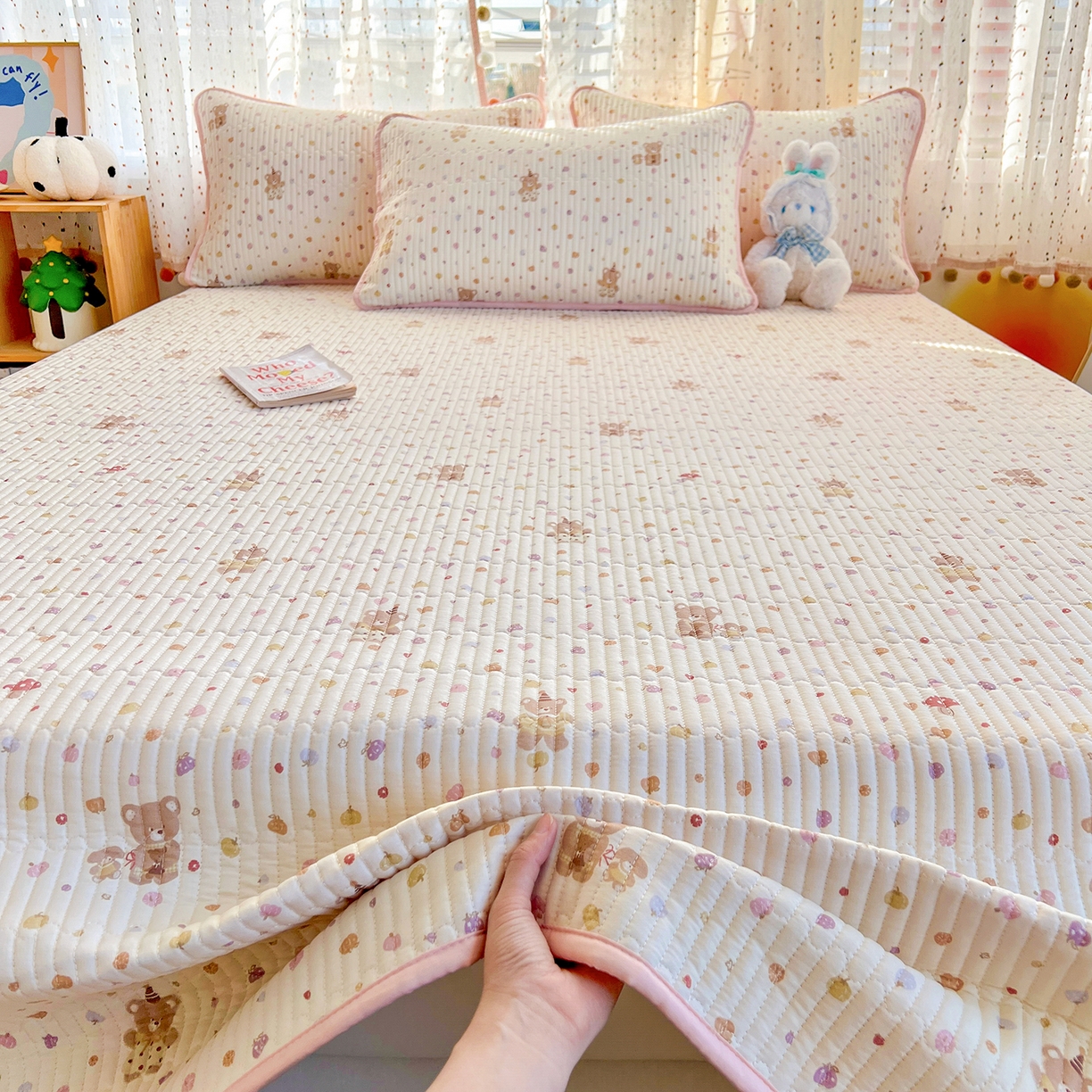 91家纺网 家纺一手货源 找家纺 （总）X猫先生 2026新款全棉床盖小清新夹棉床单炕盖四季跑量款