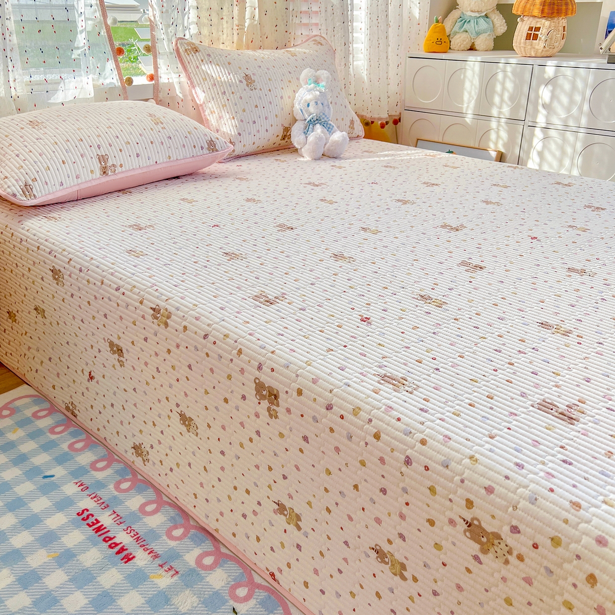 91家纺网 家纺一手货源 找家纺 （总）X猫先生 2026新款全棉床盖小清新夹棉床单炕盖四季跑量款