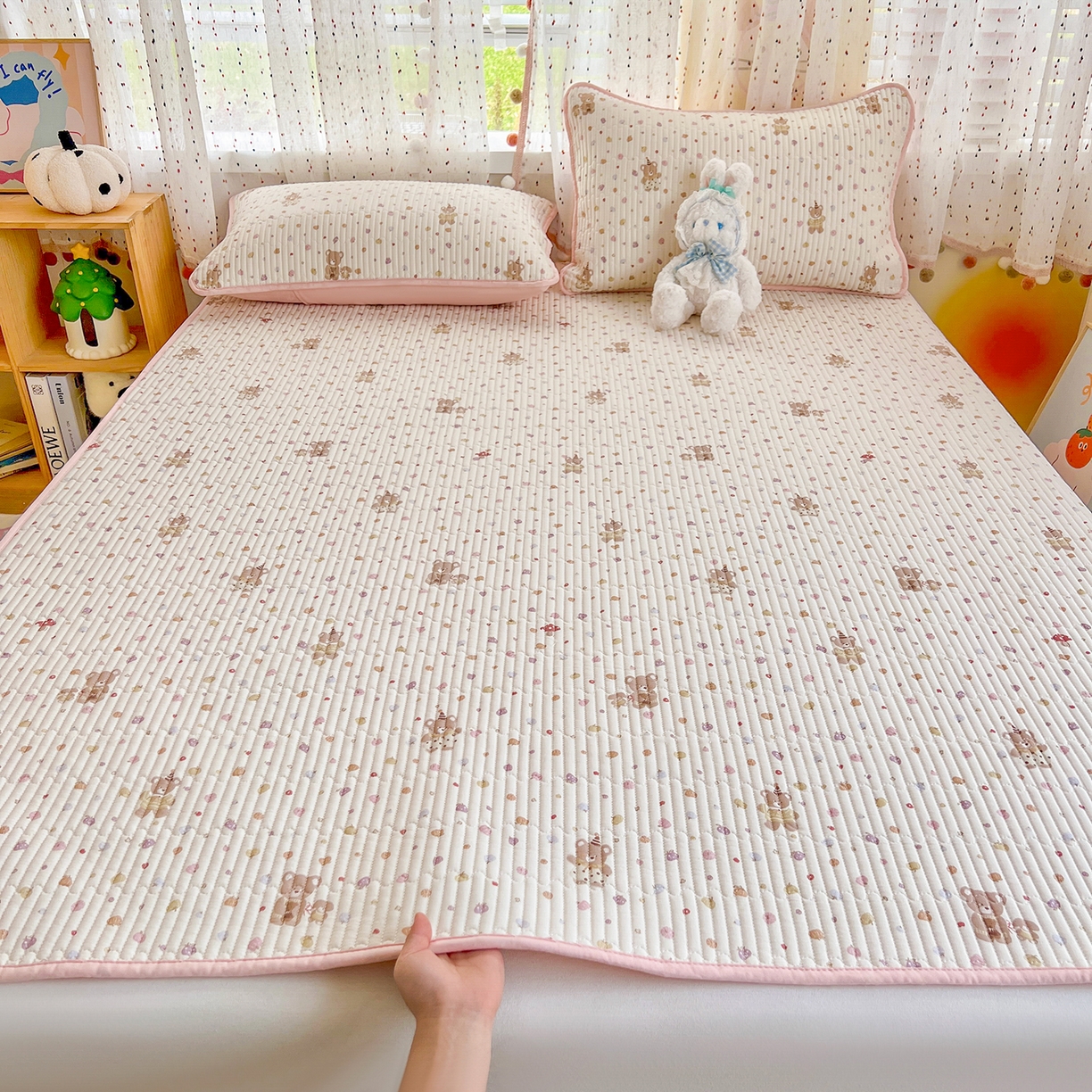 91家纺网 家纺一手货源 找家纺 （总）X猫先生 2026新款全棉床盖小清新夹棉床单炕盖四季跑量款