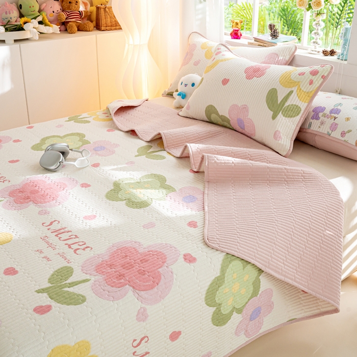 91家纺网 家纺一手货源 找家纺 （总）X猫先生 2026新款全棉床盖小清新夹棉床单炕盖四季跑量款