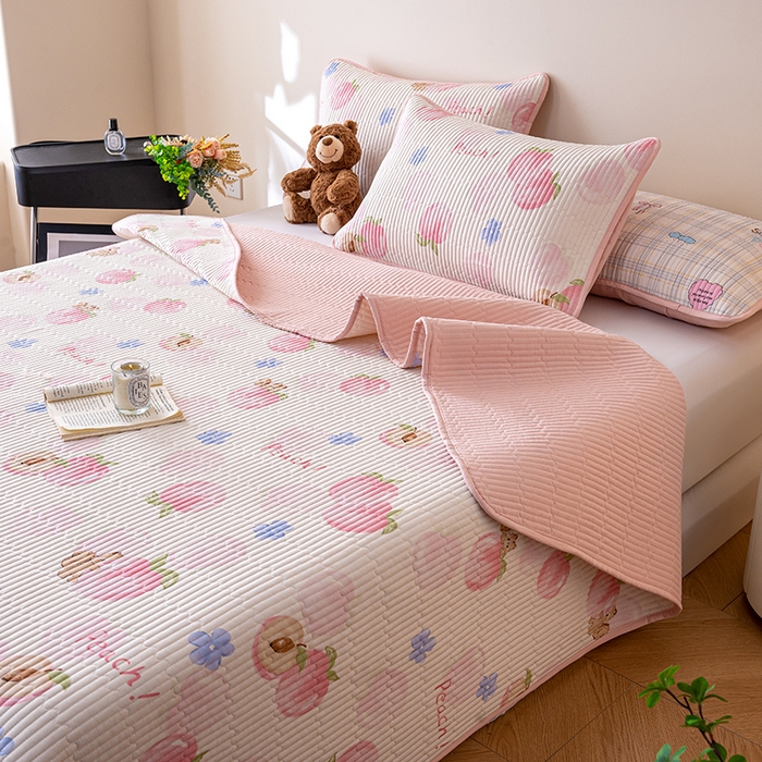 91家纺网 家纺一手货源 找家纺 （总）X猫先生 2026新款全棉床盖小清新夹棉床单炕盖四季跑量款