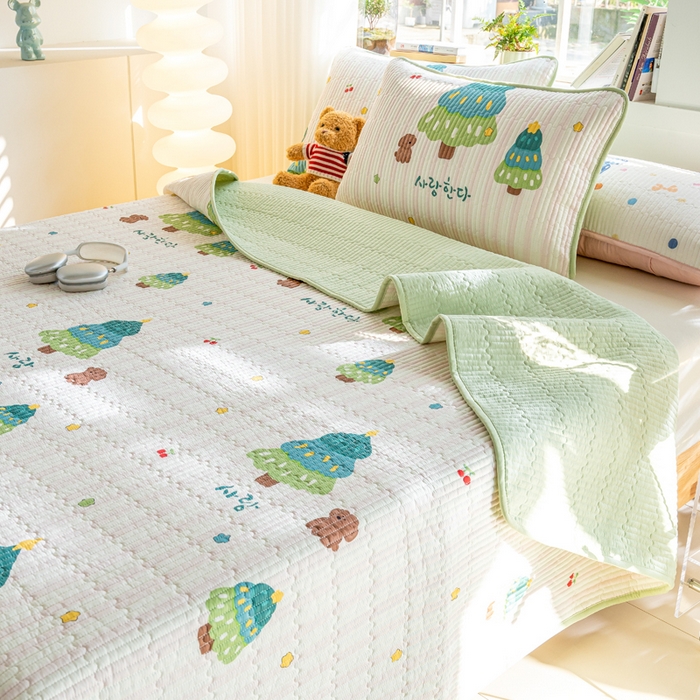 91家纺网 家纺一手货源 找家纺 （总）X猫先生 2026新款全棉床盖小清新夹棉床单炕盖四季跑量款