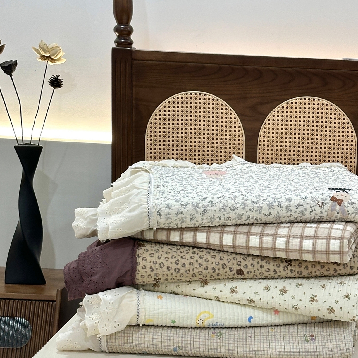 91家纺网 家纺一手货源 找家纺 （总）床盖工厂店 2025新款法式双面全面填充棉花床盖三件套