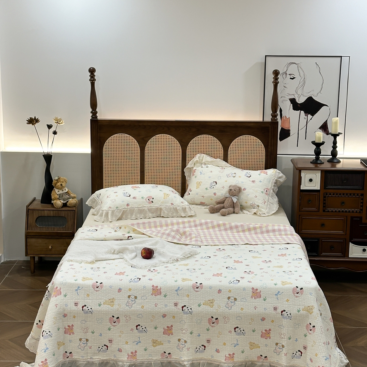 91家纺网 家纺一手货源 找家纺 （总）床盖工厂店 2025新款法式双面全面填充棉花床盖三件套