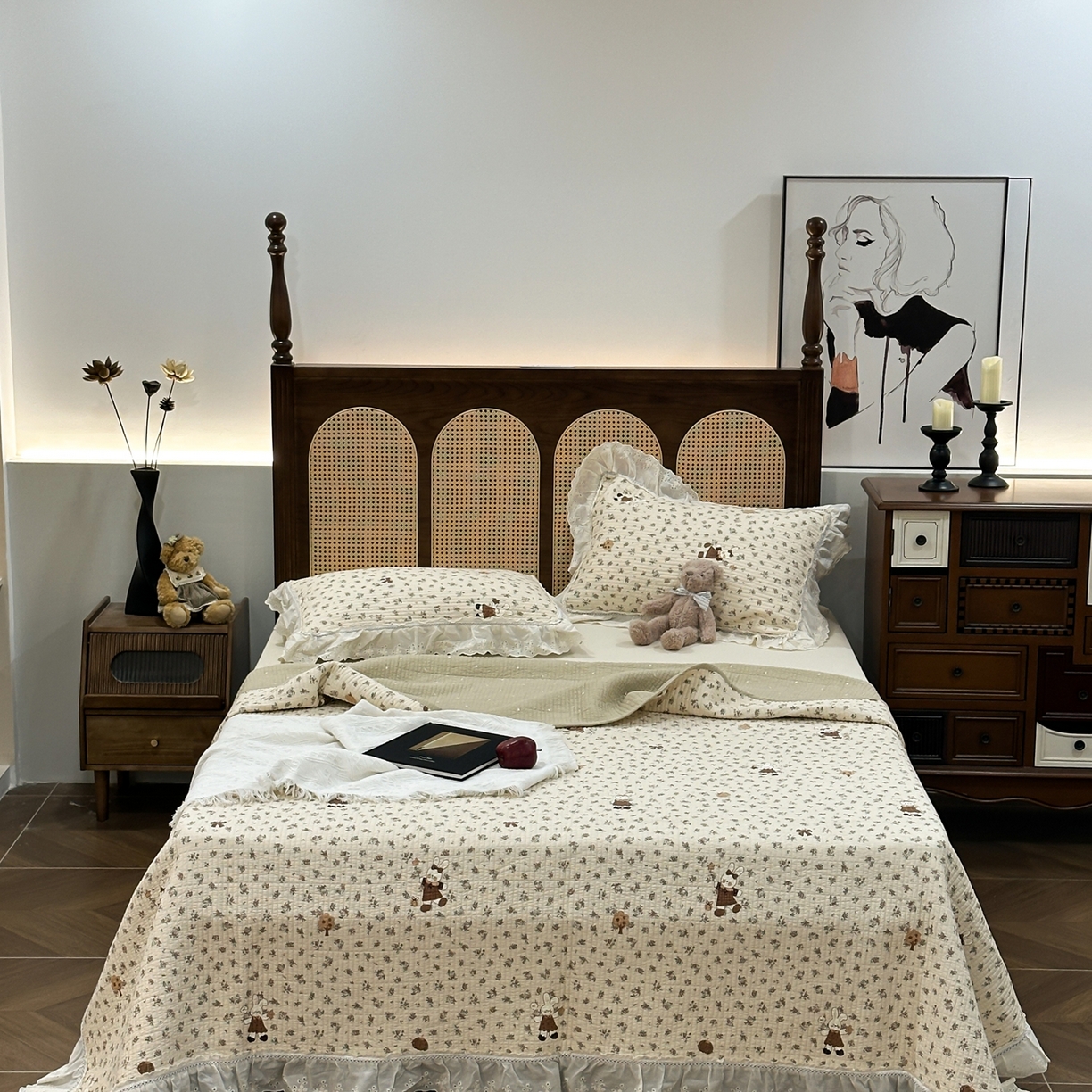 91家纺网 家纺一手货源 找家纺 （总）床盖工厂店 2025新款法式双面全面填充棉花床盖三件套