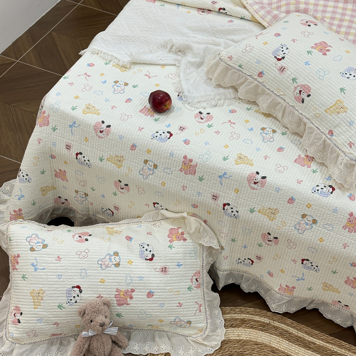 91家纺网 家纺一手货源 找家纺 （总）床盖工厂店 2025新款法式双面全面填充棉花床盖三件套