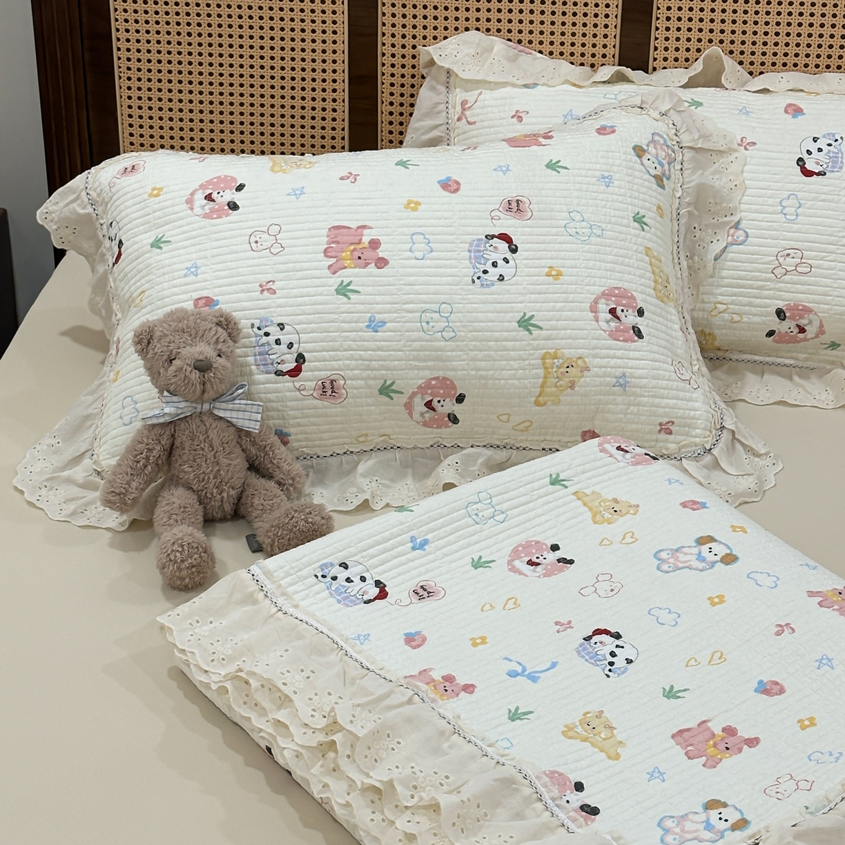 91家纺网 家纺一手货源 找家纺 （总）床盖工厂店 2025新款法式双面全面填充棉花床盖三件套