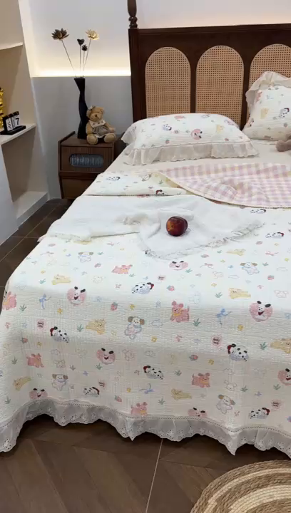 91家纺网 家纺一手货源 找家纺 （总）床盖工厂店 2025新款法式双面全面填充棉花床盖三件套