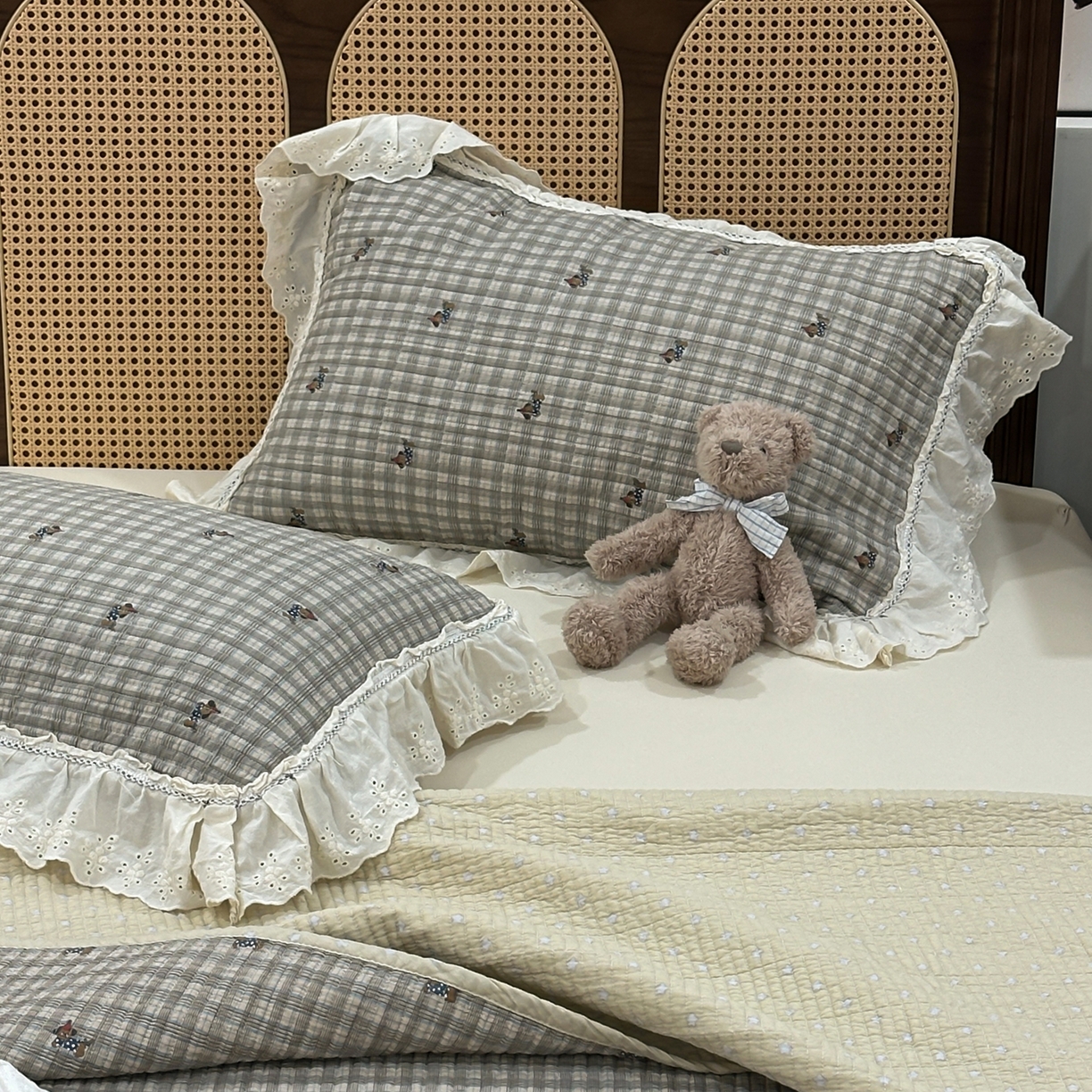 91家纺网 家纺一手货源 找家纺 床盖工厂店 2025新款法式双面全面填充棉花床盖三件套 阿柴小镇