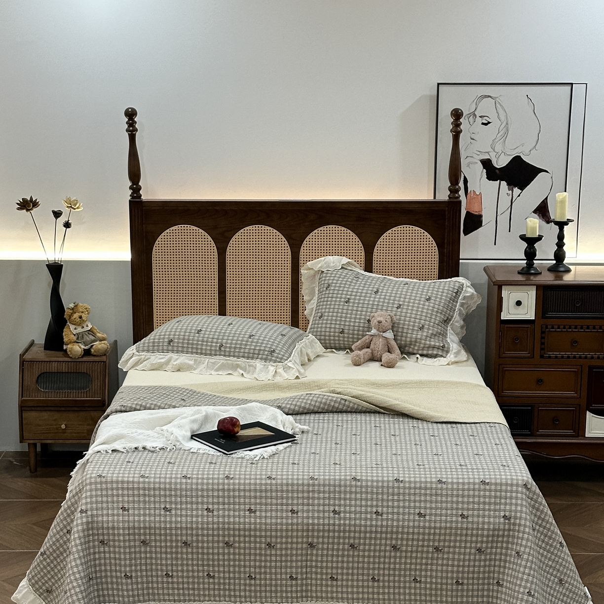 床盖工厂店 2025新款法式双面全面填充棉花床盖三件套 阿柴小镇