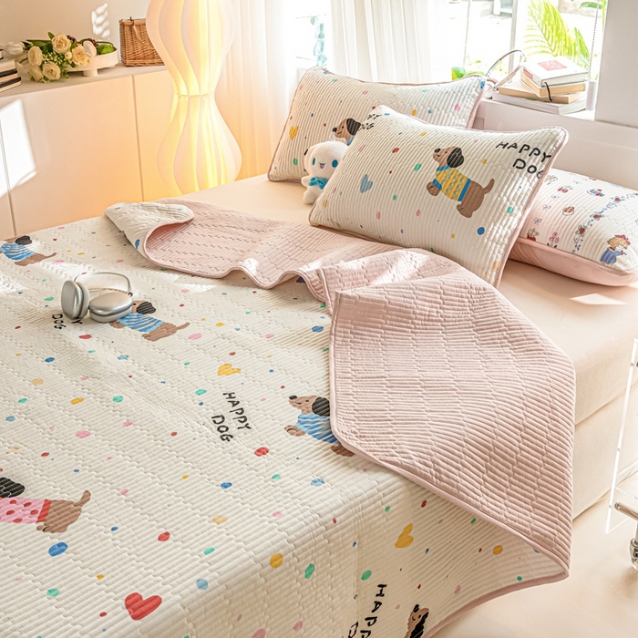 91家纺网 家纺一手货源 找家纺 （总）X猫先生 2026新款全棉床盖小清新夹棉床单炕盖四季跑量款