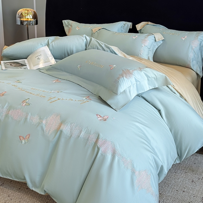 91家纺网 家纺一手货源 找家纺 （总）桃园 新款纯棉全棉长绒棉刺绣绣花高端礼盒四件套-漫舞