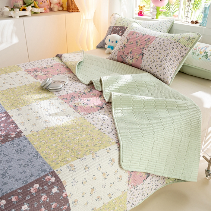 91家纺网 家纺一手货源 找家纺 （总）X猫先生 2026新款全棉床盖小清新夹棉床单炕盖四季跑量款