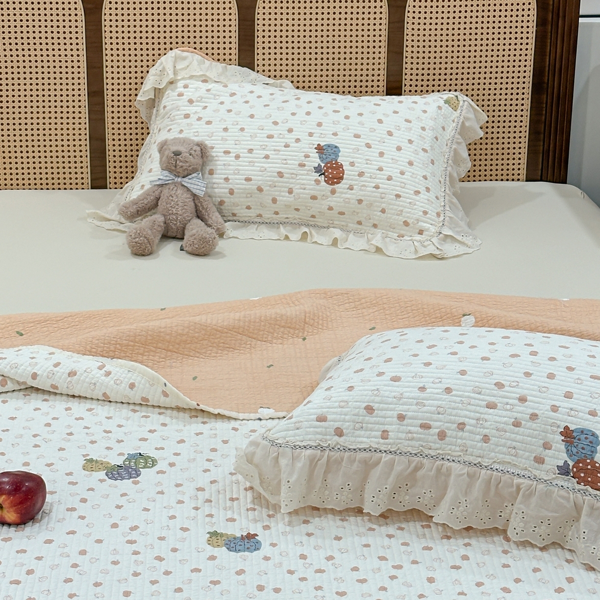 91家纺网 家纺一手货源 找家纺 床盖工厂店 2025新款法式双面全面填充棉花床盖三件套 甜糯软糖