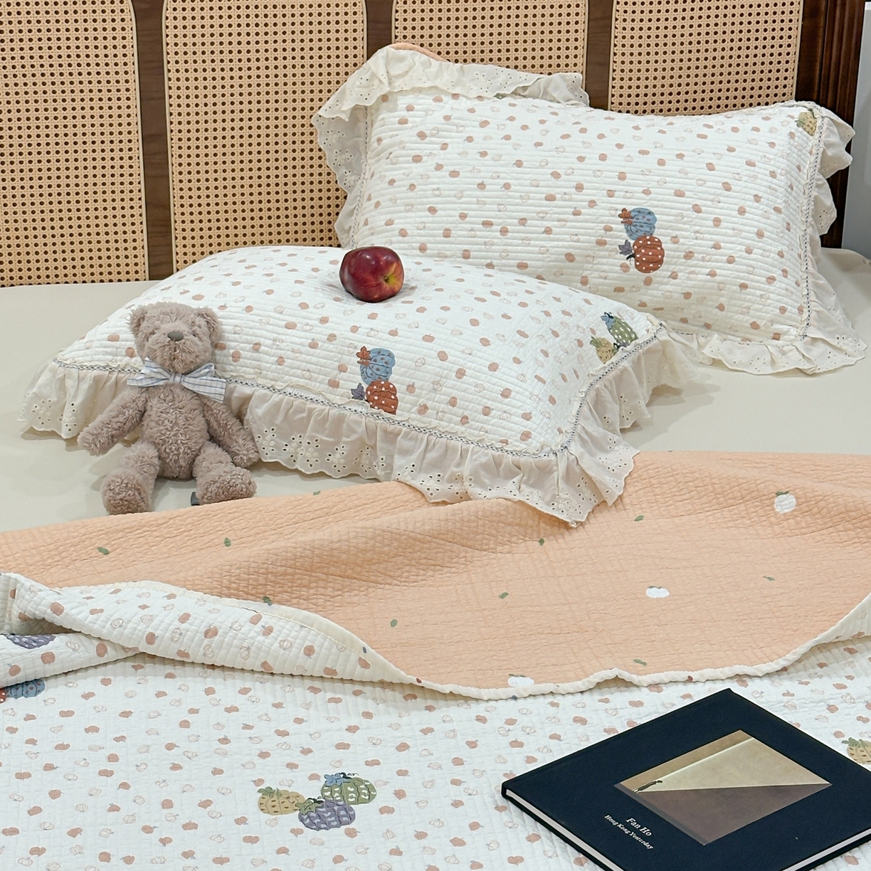 91家纺网 家纺一手货源 找家纺 床盖工厂店 2025新款法式双面全面填充棉花床盖三件套 甜糯软糖