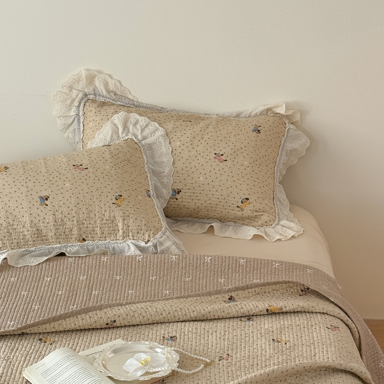 91家纺网 家纺一手货源 找家纺 床盖工厂店 2025新款法式双面全面填充棉花床盖三件套 尤小七