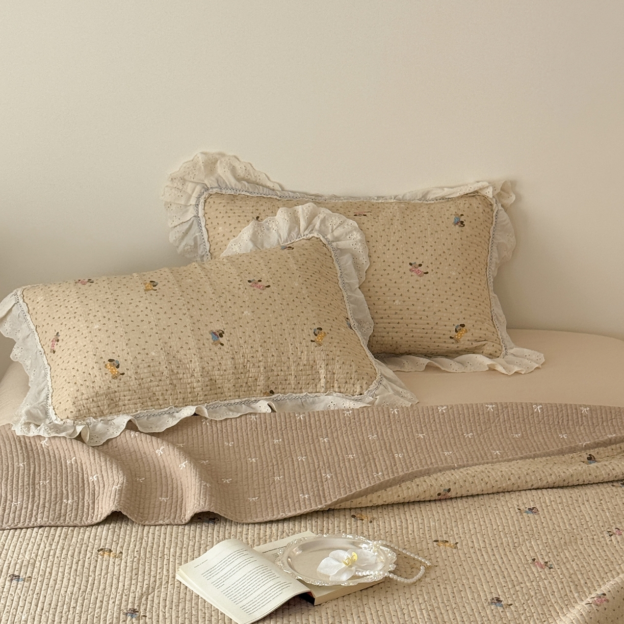 91家纺网 家纺一手货源 找家纺 床盖工厂店 2025新款法式双面全面填充棉花床盖三件套 尤小七