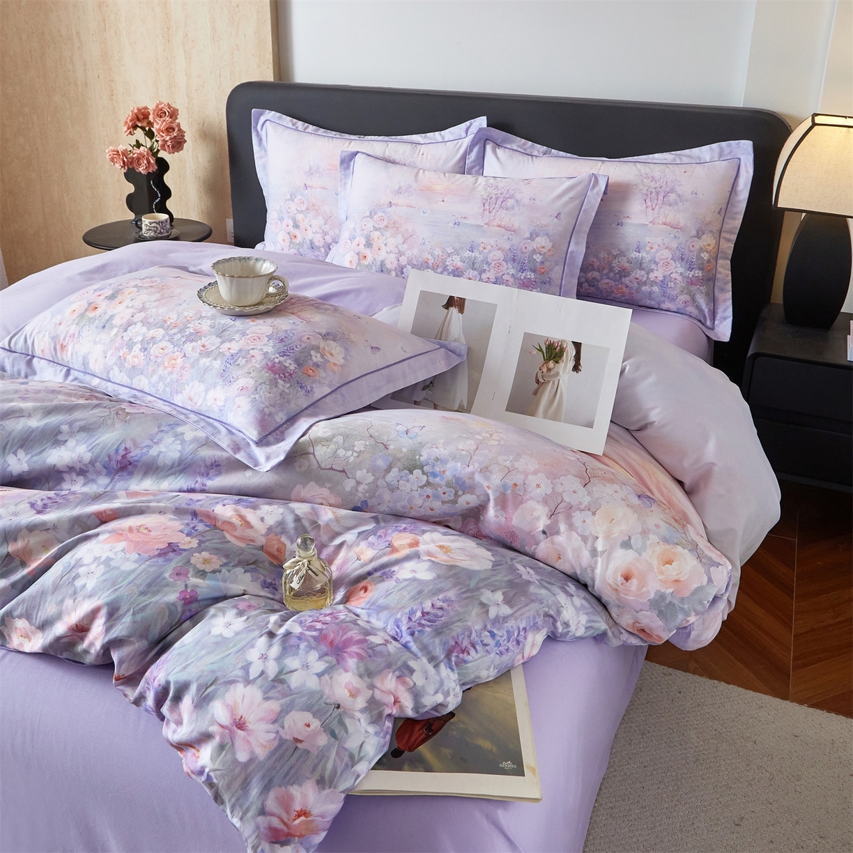 91家纺网 家纺一手货源 找家纺 （总）曼秀琳 2026新款铂金棉数码印花四件套(全棉133*76) 可提供买家秀图片