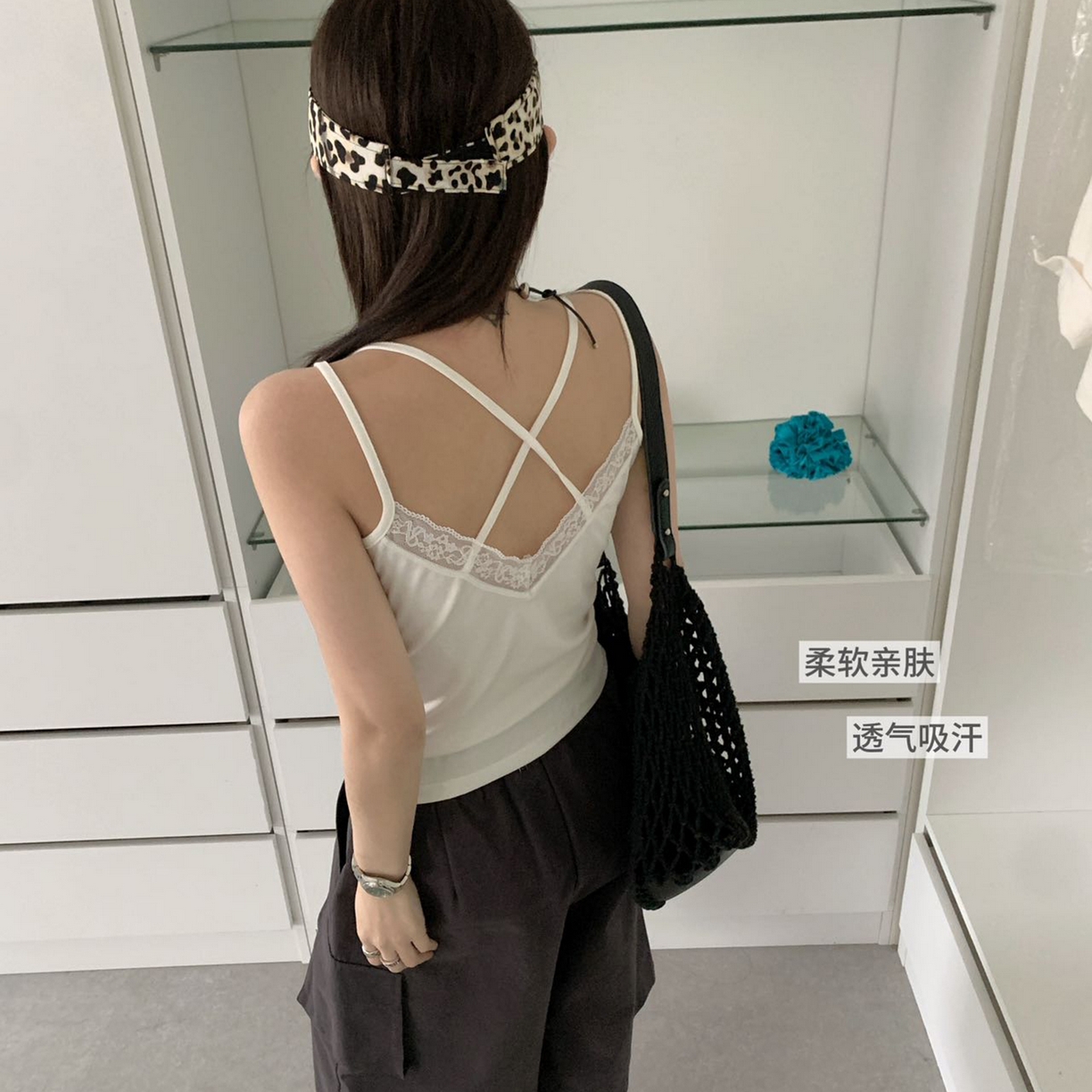 91家纺网 家纺一手货源 找家纺 妍景家居生活馆 2026新款M17-后背蕾丝吊带 杏色