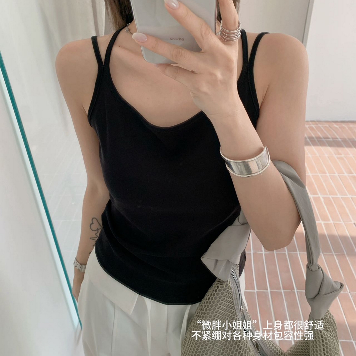 91家纺网 家纺一手货源 找家纺 妍景家居生活馆 2026新款M17-后背蕾丝吊带 黑色