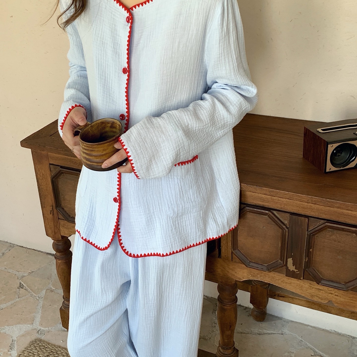 91家纺网 家纺一手货源 找家纺 （总）妍景家居生活馆 2026新款韩系纱布小香风套装