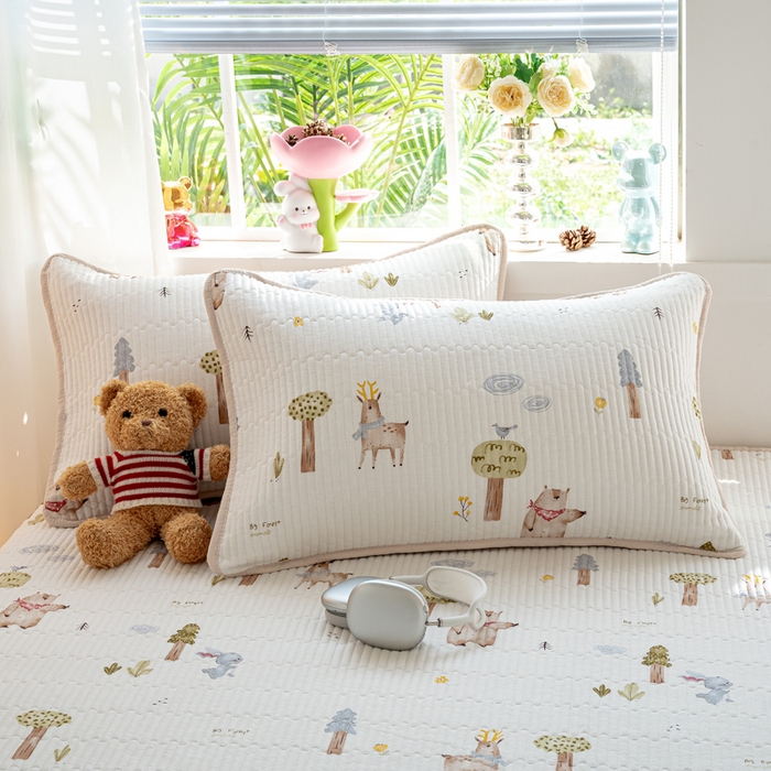 91家纺网 家纺一手货源 找家纺 X猫先生 2026新款全棉床盖小清新夹棉床单炕盖四季跑量款 米格鲁