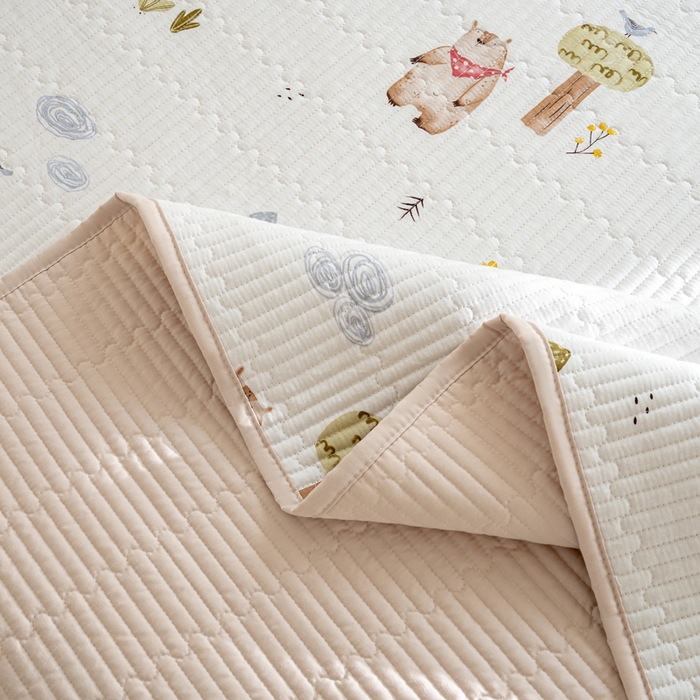 91家纺网 家纺一手货源 找家纺 X猫先生 2026新款全棉床盖小清新夹棉床单炕盖四季跑量款 米格鲁