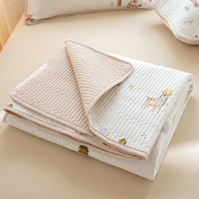 91家纺网 家纺一手货源 找家纺 X猫先生 2026新款全棉床盖小清新夹棉床单炕盖四季跑量款 米格鲁