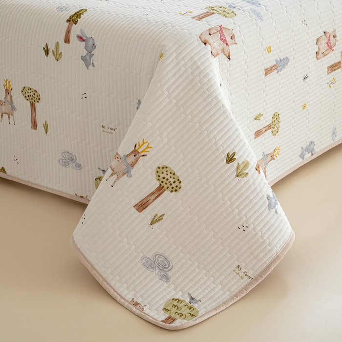 91家纺网 家纺一手货源 找家纺 X猫先生 2026新款全棉床盖小清新夹棉床单炕盖四季跑量款 米格鲁