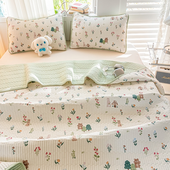 91家纺网 家纺一手货源 找家纺 X猫先生 2026新款全棉床盖小清新夹棉床单炕盖四季跑量款 秘密花园