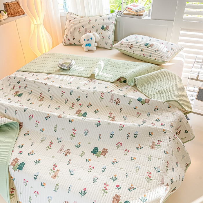 91家纺网 家纺一手货源 找家纺 X猫先生 2026新款全棉床盖小清新夹棉床单炕盖四季跑量款 秘密花园