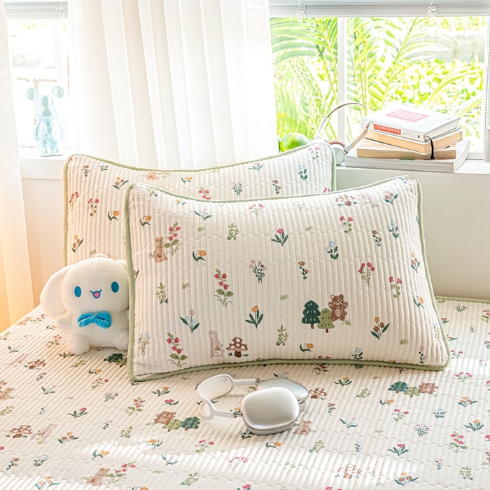 91家纺网 家纺一手货源 找家纺 X猫先生 2026新款全棉床盖小清新夹棉床单炕盖四季跑量款 秘密花园