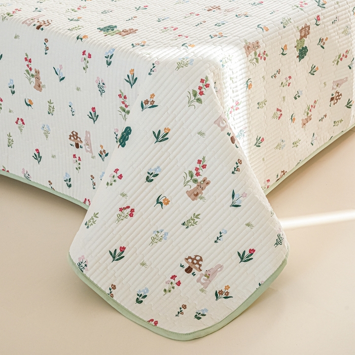 91家纺网 家纺一手货源 找家纺 X猫先生 2026新款全棉床盖小清新夹棉床单炕盖四季跑量款 秘密花园