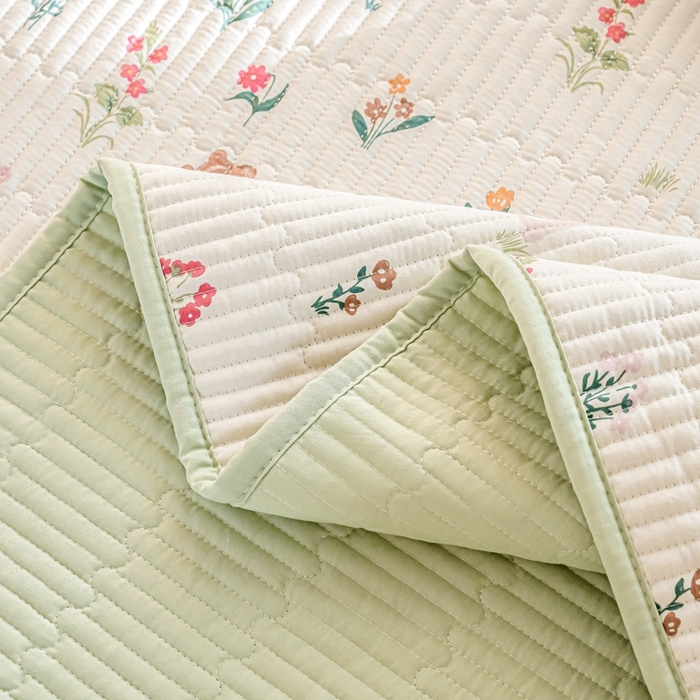 91家纺网 家纺一手货源 找家纺 X猫先生 2026新款全棉床盖小清新夹棉床单炕盖四季跑量款 秘密花园