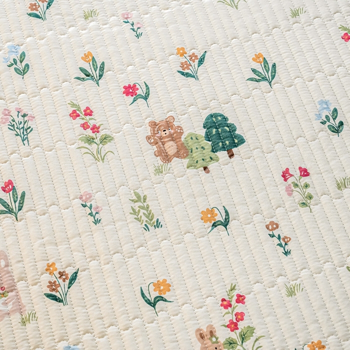 91家纺网 家纺一手货源 找家纺 X猫先生 2026新款全棉床盖小清新夹棉床单炕盖四季跑量款 秘密花园