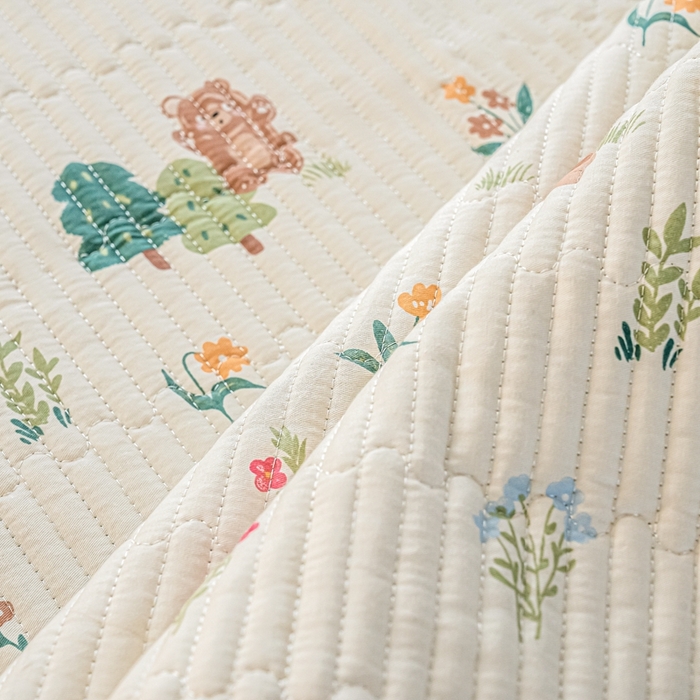 91家纺网 家纺一手货源 找家纺 X猫先生 2026新款全棉床盖小清新夹棉床单炕盖四季跑量款 秘密花园