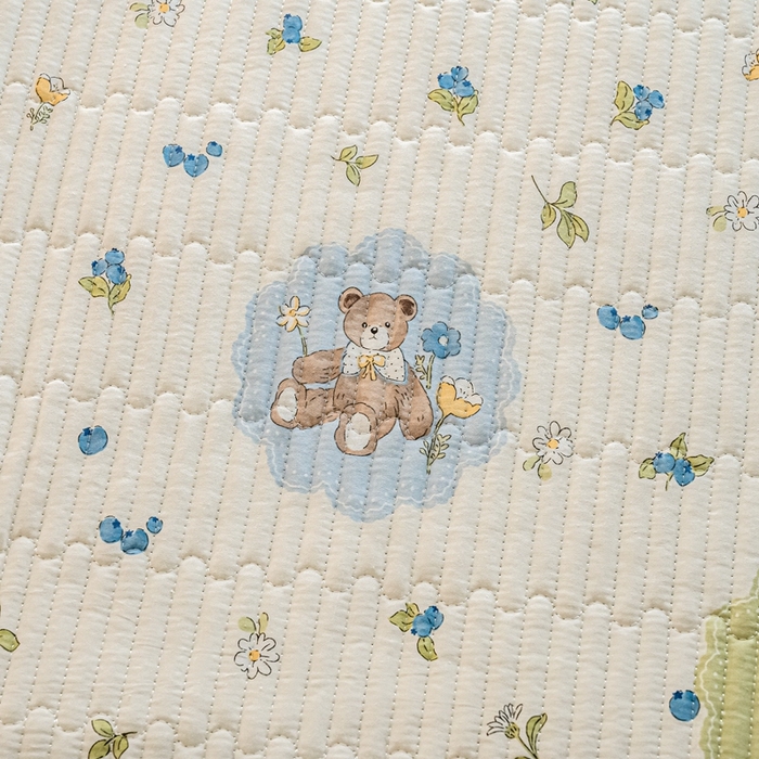 91家纺网 家纺一手货源 找家纺 X猫先生 2026新款全棉床盖小清新夹棉床单炕盖四季跑量款 蜜罐熊