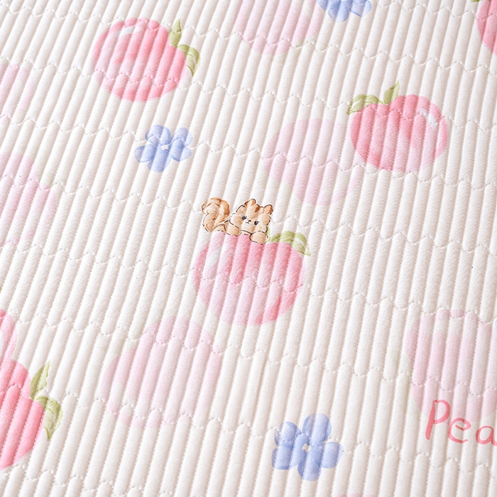 91家纺网 家纺一手货源 找家纺 X猫先生 2026新款全棉床盖小清新夹棉床单炕盖四季跑量款 蜜桃松鼠