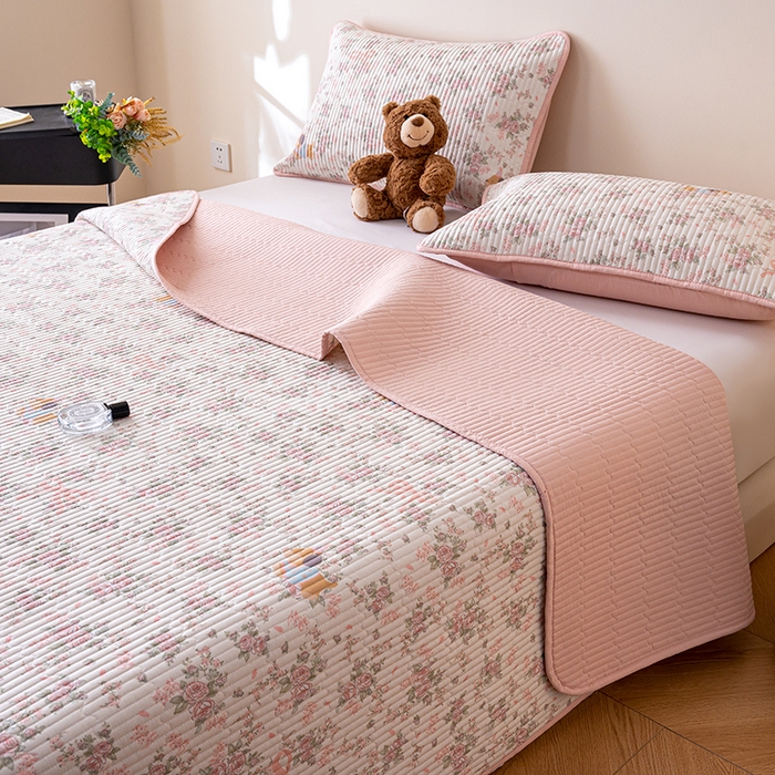 91家纺网 家纺一手货源 找家纺 X猫先生 2026新款全棉床盖小清新夹棉床单炕盖四季跑量款 暮雨花朝