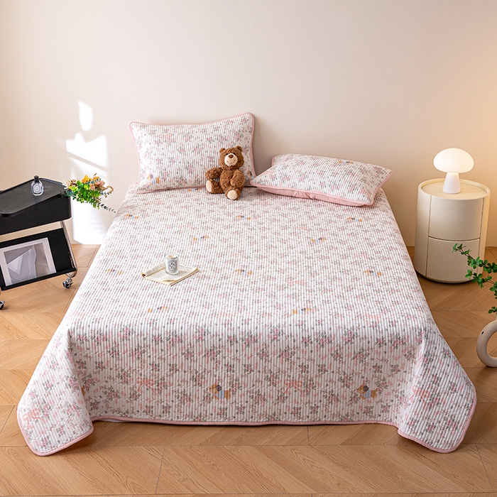 91家纺网 家纺一手货源 找家纺 X猫先生 2026新款全棉床盖小清新夹棉床单炕盖四季跑量款 暮雨花朝