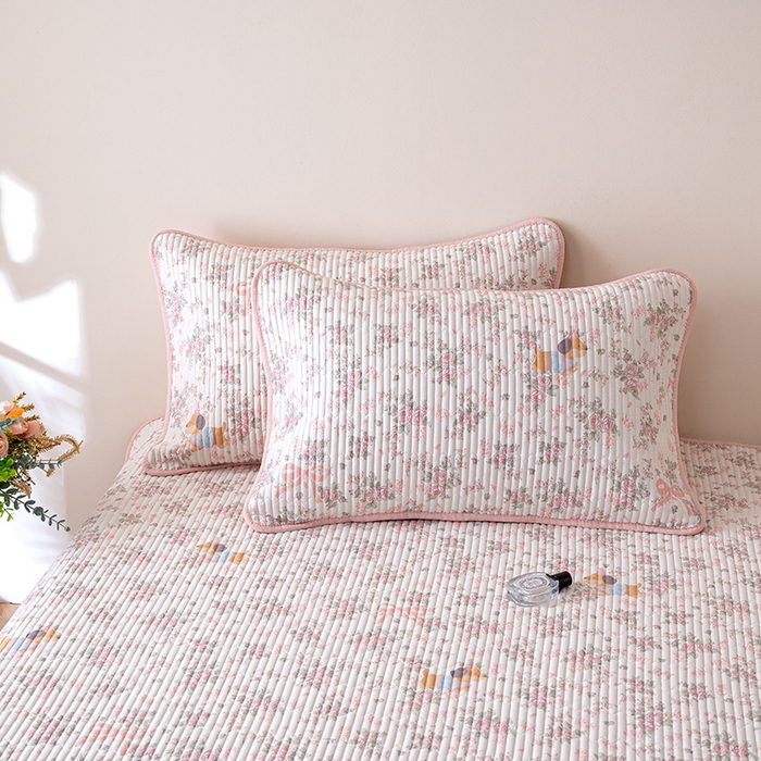 91家纺网 家纺一手货源 找家纺 X猫先生 2026新款全棉床盖小清新夹棉床单炕盖四季跑量款 暮雨花朝