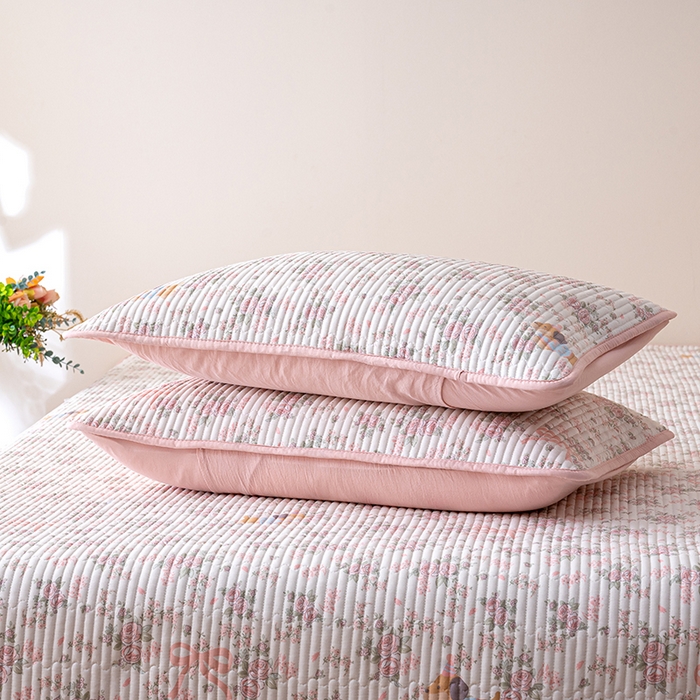 91家纺网 家纺一手货源 找家纺 X猫先生 2026新款全棉床盖小清新夹棉床单炕盖四季跑量款 暮雨花朝