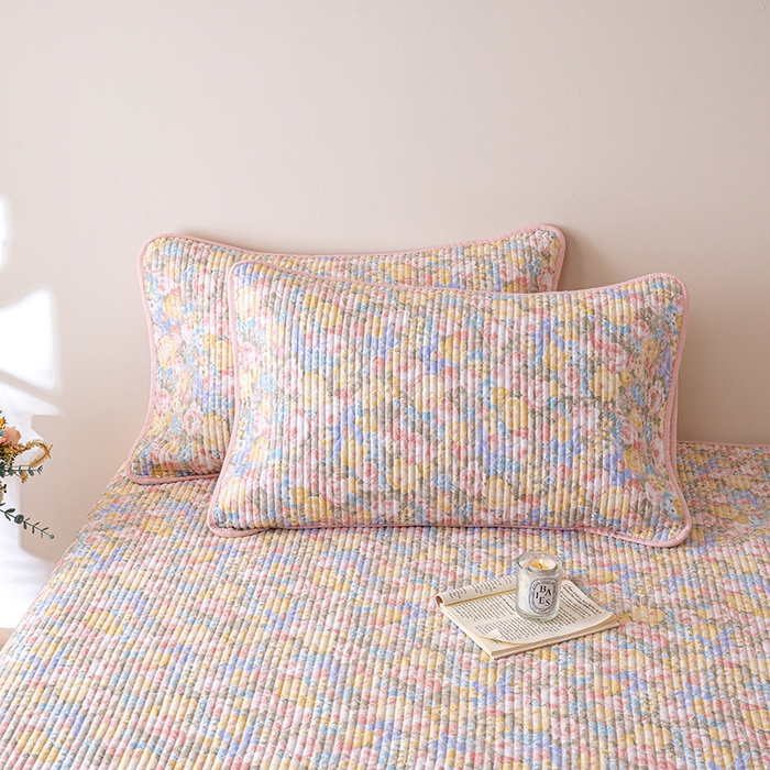 91家纺网 家纺一手货源 找家纺 X猫先生 2026新款全棉床盖小清新夹棉床单炕盖四季跑量款 暖阳绿意