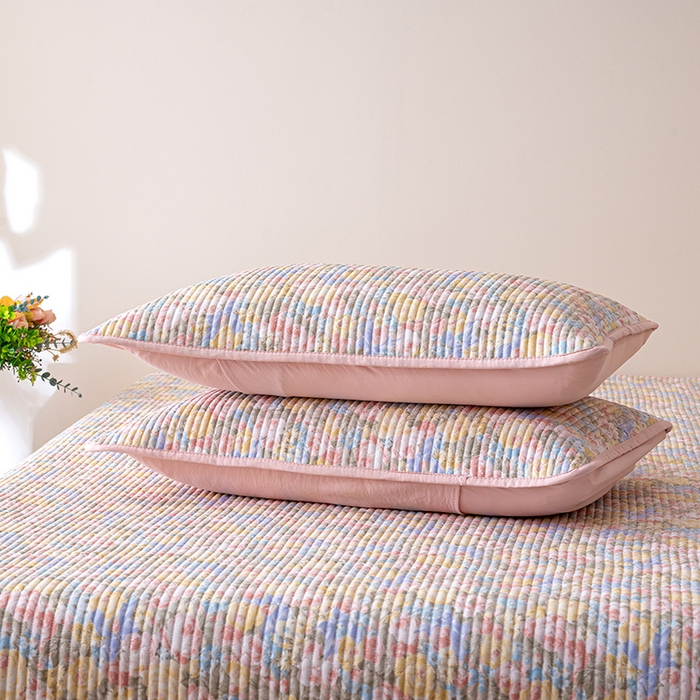 91家纺网 家纺一手货源 找家纺 X猫先生 2026新款全棉床盖小清新夹棉床单炕盖四季跑量款 暖阳绿意