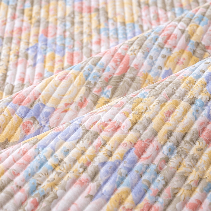 91家纺网 家纺一手货源 找家纺 X猫先生 2026新款全棉床盖小清新夹棉床单炕盖四季跑量款 暖阳绿意